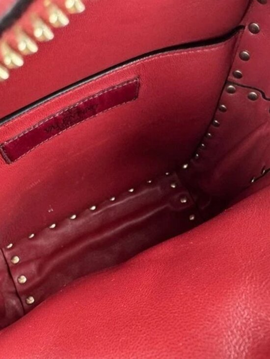 Auth Valentino Garavani Rockstud Backpack Red/Gold Leather/Metal - z9017 main image 6